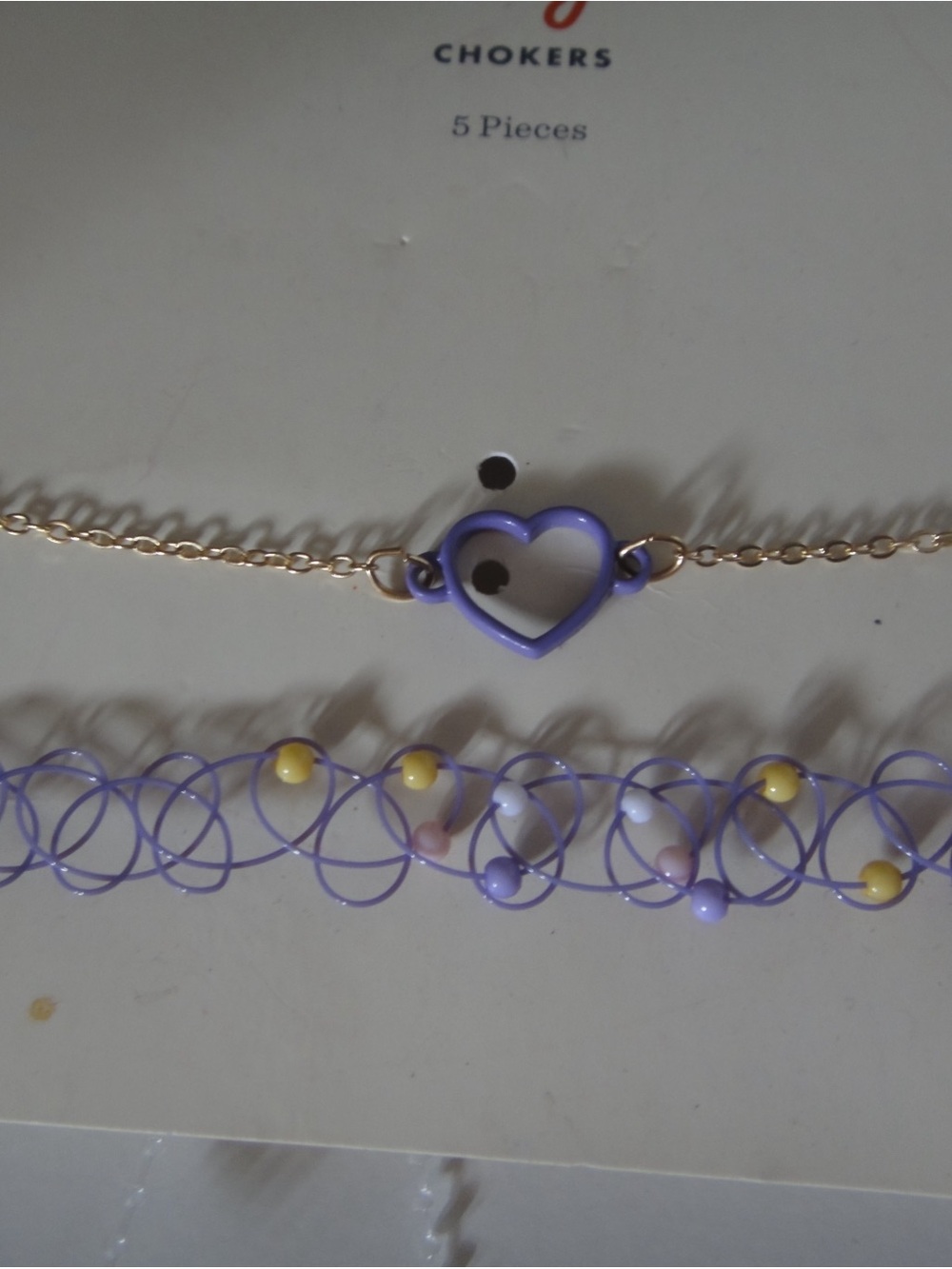 Cat & Jack Purple and Yellow Heart Choker Set - 2 Piece Kids Necklace Pack